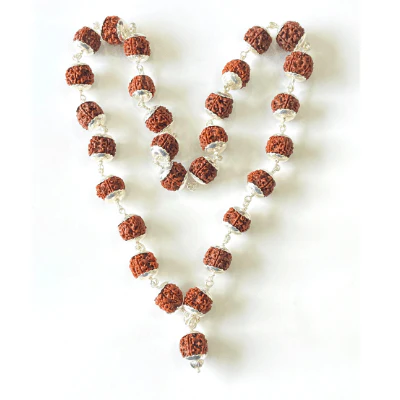 5 Mukhi/Face Rudraksha Kantha In Silver
