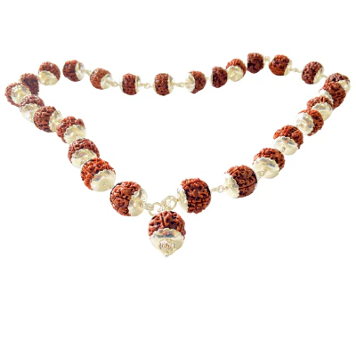 5 Mukhi/Face Rudraksha Kantha In Silver - Image 2