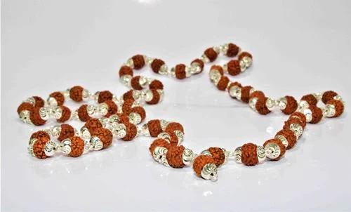 5 Mukhi Rudraksha Silver Chain (54+1 beads)