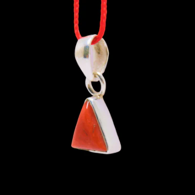 Coral Silver Pendant (Triangular shape)