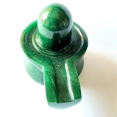 Green Jade Stone Shivling (Big Size -1120 grams)