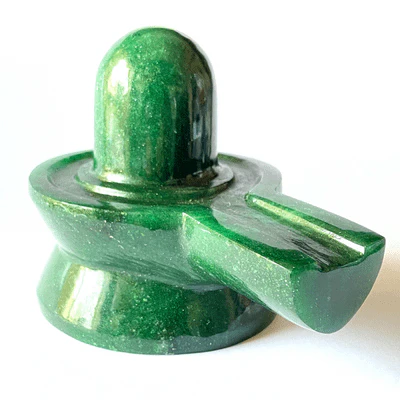 Green Jade Stone Shivling (Big Size -580 grams)