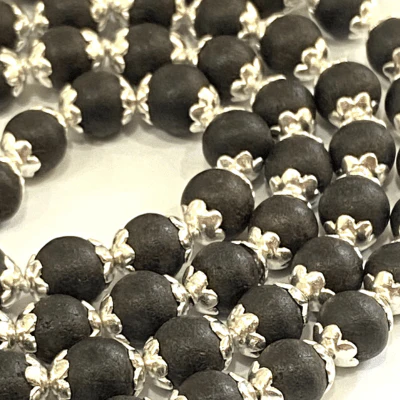 Karungali Mala in Silver (ebony wood | 108+1 Beads) - Image 2