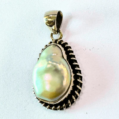 Antique Pearl Silver Pendant - Image 2