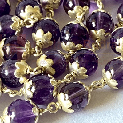 Natural Amethyst Silver Mala (54 + 1 Beads) - Image 2