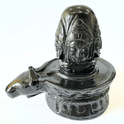 Natural Black Agate Panchmukhi Shivling (1.084 Kg)