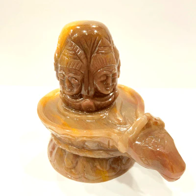 Yellow Jade Stone Panchmukhi Shivling - (1.228 Kg)